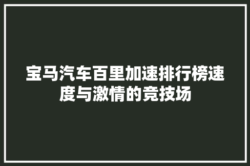宝马汽车百里加速排行榜速度与激情的竞技场