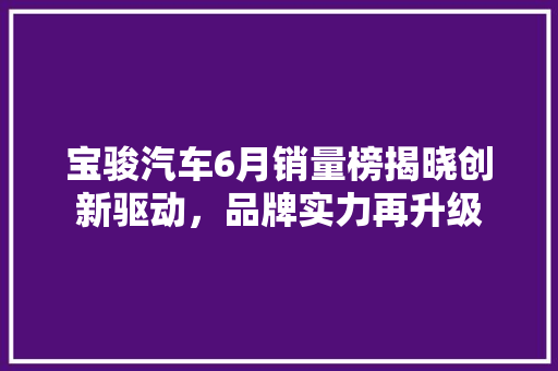 宝骏汽车6月销量榜揭晓创新驱动，品牌实力再升级