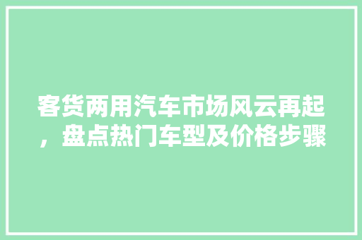 客货两用汽车市场风云再起，盘点热门车型及价格步骤