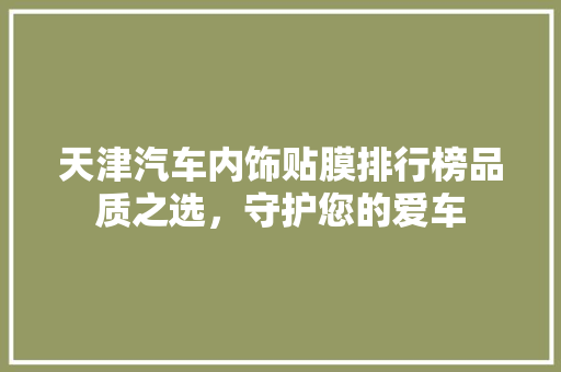 天津汽车内饰贴膜排行榜品质之选，守护您的爱车