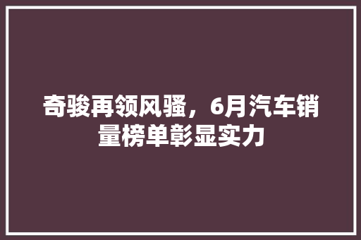 奇骏再领风骚，6月汽车销量榜单彰显实力  第1张