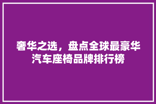 奢华之选，盘点全球最豪华汽车座椅品牌排行榜
