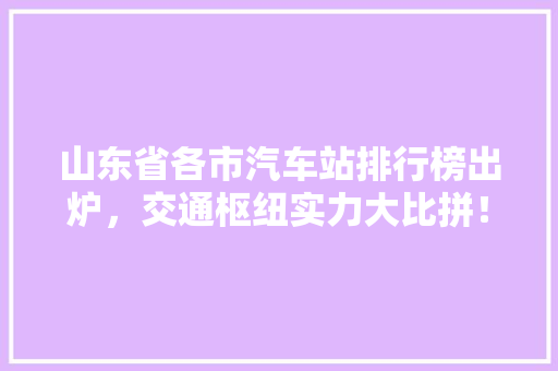 山东省各市汽车站排行榜出炉，交通枢纽实力大比拼！
