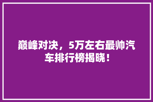 巅峰对决，5万左右最帅汽车排行榜揭晓！
