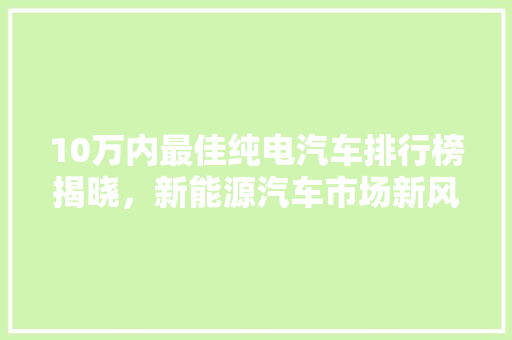 10万内最佳纯电汽车排行榜揭晓，新能源汽车市场新风向