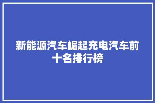 新能源汽车崛起充电汽车前十名排行榜
