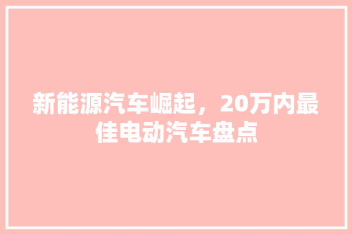 新能源汽车崛起，20万内最佳电动汽车盘点