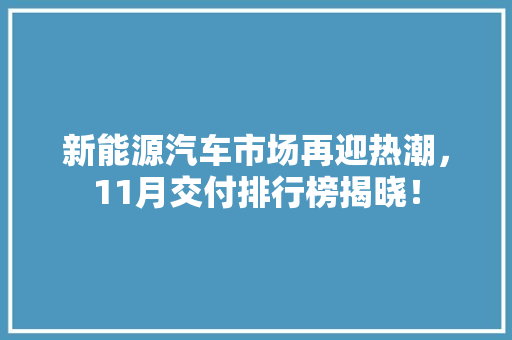 新能源汽车市场再迎热潮，11月交付排行榜揭晓！
