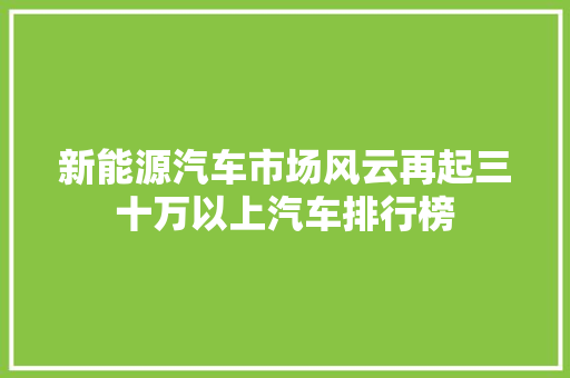 新能源汽车市场风云再起三十万以上汽车排行榜