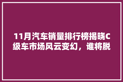 11月汽车销量排行榜揭晓C级车市场风云变幻，谁将脱颖而出