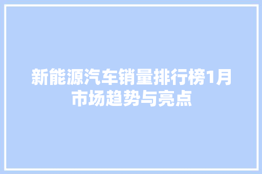 新能源汽车销量排行榜1月市场趋势与亮点  第1张