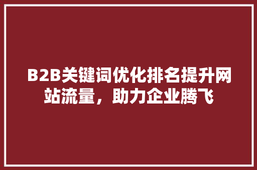 B2B关键词优化排名提升网站流量,助力企业腾飞
