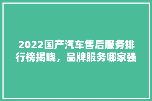 2022国产汽车售后服务排行榜揭晓，品牌服务哪家强