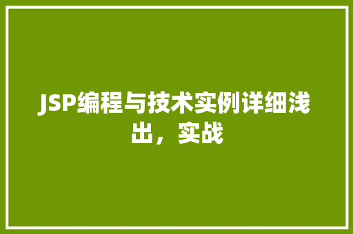 JSP编程与技术实例详细浅出，实战