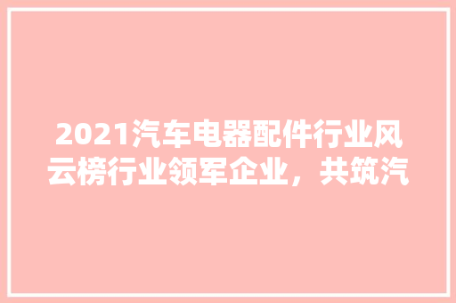 2021汽车电器配件行业风云榜行业领军企业，共筑汽车智能化未来
