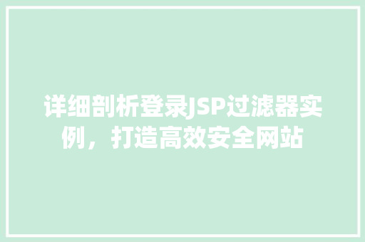 详细剖析登录JSP过滤器实例，打造高效安全网站