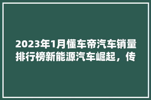 2023年1月懂车帝汽车销量排行榜新能源汽车崛起，传统车企面临挑战