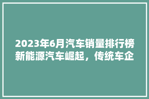 2023年6月汽车销量排行榜新能源汽车崛起，传统车企转型加速