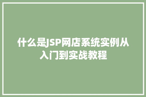 什么是JSP网店系统实例从入门到实战教程