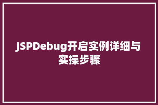 JSPDebug开启实例详细与实操步骤  第1张