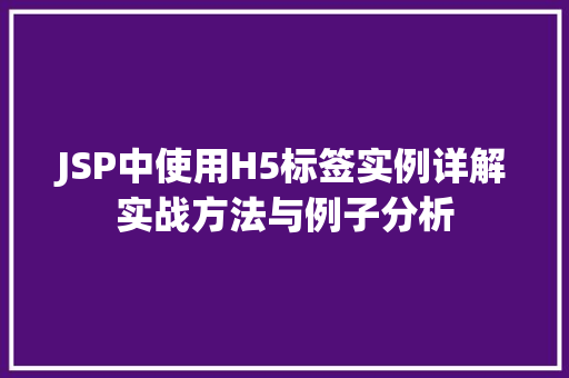 JSP中使用H5标签实例详解实战方法与例子分析