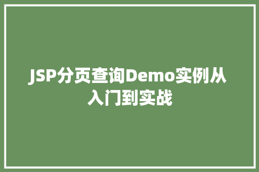 JSP分页查询Demo实例从入门到实战  第1张