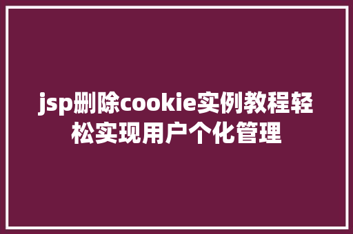 jsp删除cookie实例教程轻松实现用户个化管理 第1张 jsp删除cookie实例教程轻松实现用户个化管理 第1张