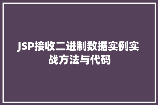 JSP接收二进制数据实例实战方法与代码
