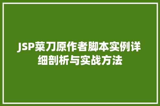 JSP菜刀原作者脚本实例详细剖析与实战方法