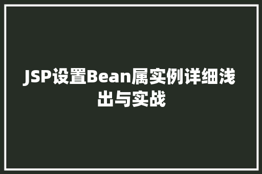 JSP设置Bean属实例详细浅出与实战