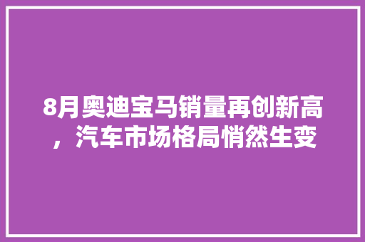 8月奥迪宝马销量再创新高，汽车市场格局悄然生变