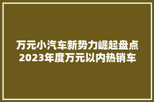 万元小汽车新势力崛起盘点2023年度万元以内热销车型