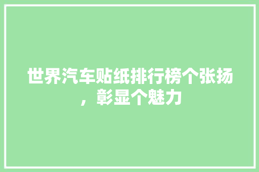 世界汽车贴纸排行榜个张扬，彰显个魅力