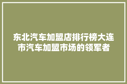 东北汽车加盟店排行榜大连市汽车加盟市场的领军者