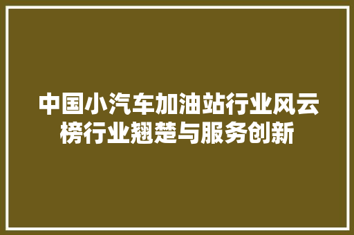 中国小汽车加油站行业风云榜行业翘楚与服务创新