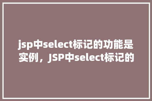 jsp中select标记的功能是实例，JSP中select标记的功能实例
