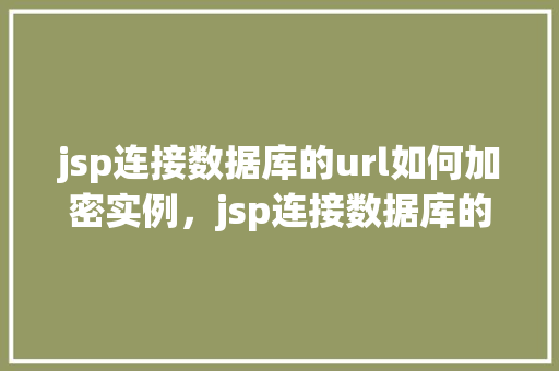 jsp连接数据库的url如何加密实例，jsp连接数据库的url如何加密实例