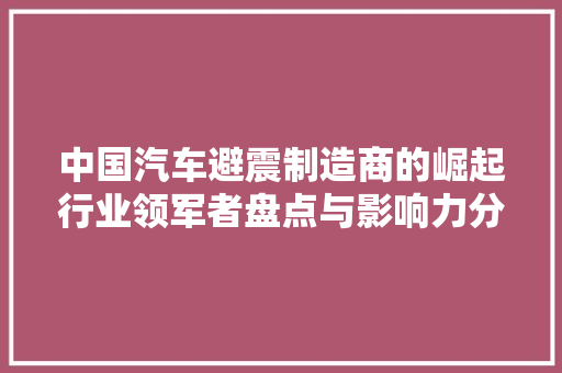 中国汽车避震制造商的崛起行业领军者盘点与影响力分析 第1张 中国汽车避震制造商的崛起行业领军者盘点与影响力分析 第1张