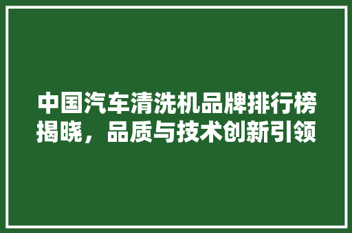中国汽车清洗机品牌排行榜揭晓，品质与技术创新引领行业发展