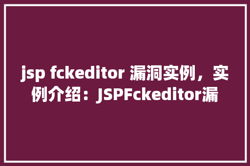 jsp fckeditor 漏洞实例，实例介绍：JSPFckeditor漏洞的风险与防范  第1张