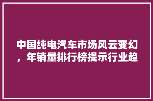 中国纯电汽车市场风云变幻，年销量排行榜提示行业趋势
