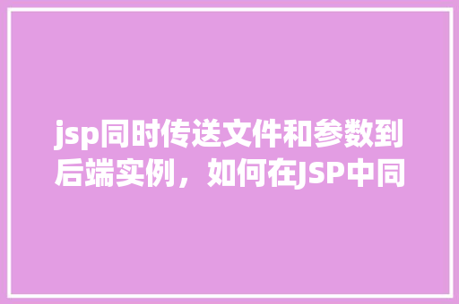 jsp同时传送文件和参数到后端实例，如何在JSP中同时发送文件和参数到后端实例