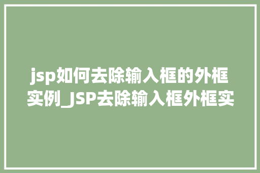 jsp如何去除输入框的外框实例_JSP去除输入框外框实例详解告别传统设计，拥抱简洁之美