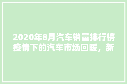 2020年8月汽车销量排行榜疫情下的汽车市场回暖，新能源汽车崛起