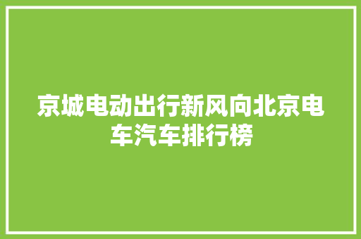 京城电动出行新风向北京电车汽车排行榜  第1张