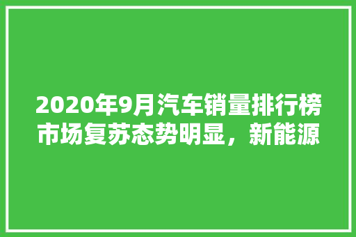 2020年9月汽车销量排行榜市场复苏态势明显，新能源汽车异军突起  第1张