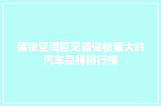 储物空间巨无霸储物量大的汽车品牌排行榜