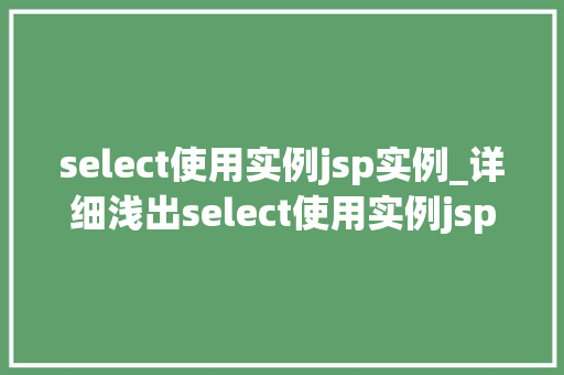 select使用实例jsp实例_详细浅出select使用实例jsp实战详解