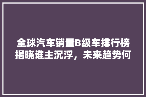 全球汽车销量B级车排行榜揭晓谁主沉浮，未来趋势何在  第1张