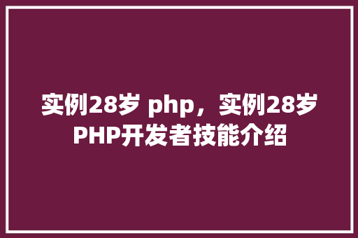 实例28岁 php，实例28岁PHP开发者技能介绍